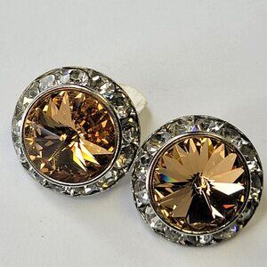 Beige Clip On Earrings, 22mm Green ClipOns